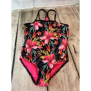 HURLEY Girl’s Tropical One Piece Racerback Swimsuit / Size: 4